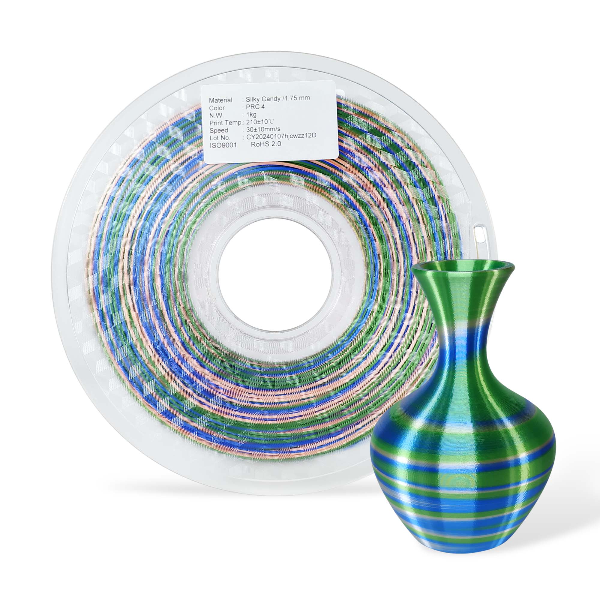 3DE Premium - PLA - Candy Rainbow - Green, Blue, White V2 - 1.75mm - 1kg - Limited Edition