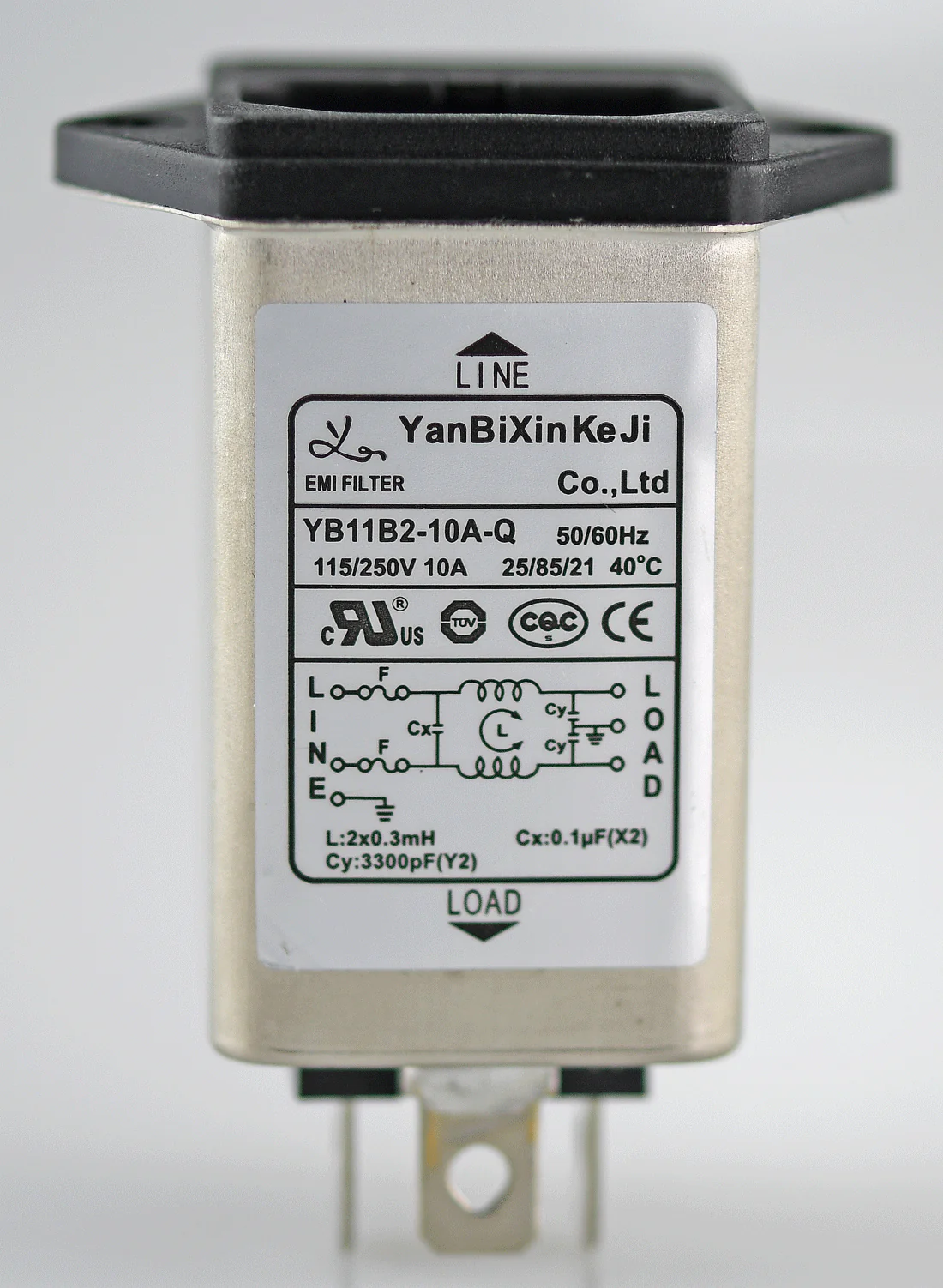 Filtered power inlet 10A 250V YB11B2- 10A-Q (IEC socket with fuse filter) - Image 2
