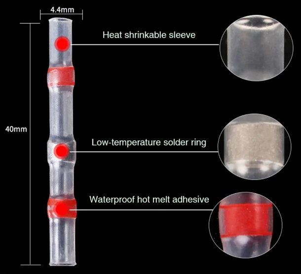 Lodde hylster - Heat Shrink Soldering Sleeve Connector for Wires - 10pcs - Image 2
