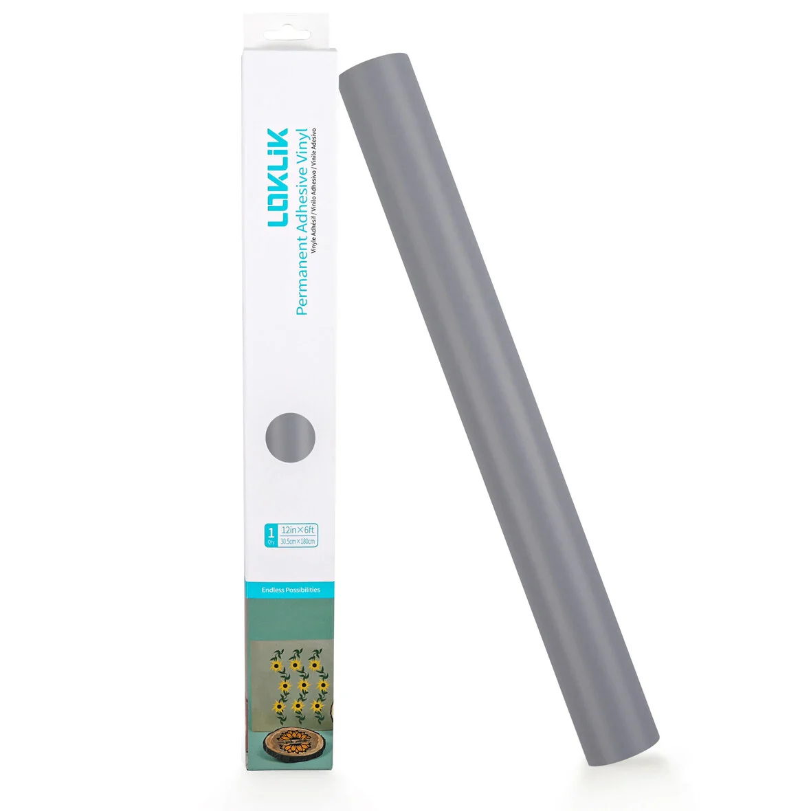LOKLIK - Permanent Adhesive Vinyl - 30.5cm x 180cm - Matte Light Grey - Image 2