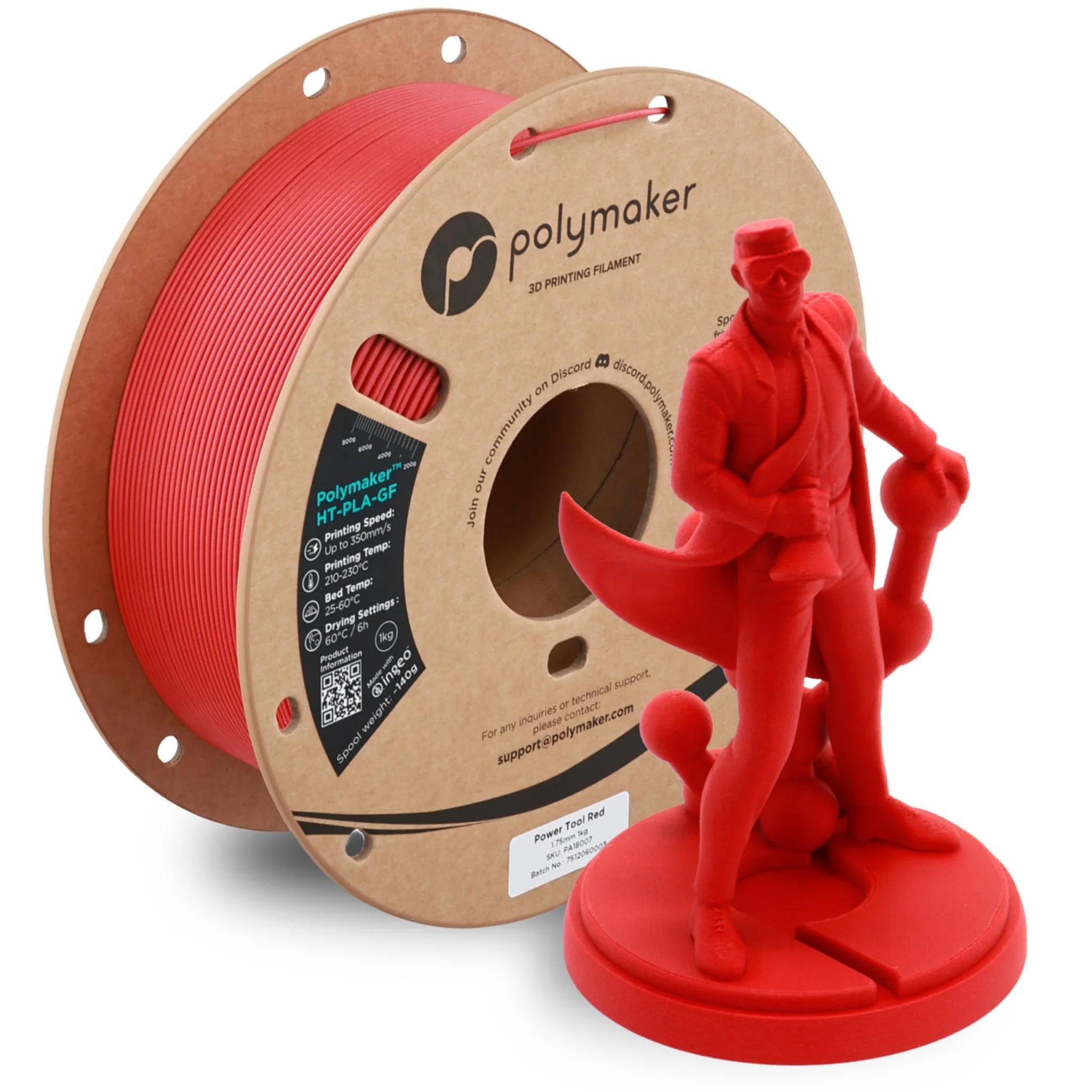 Polymaker™ - HT-PLA-GF - Power Tool Red - 1.75mm - 1kg - Image 3