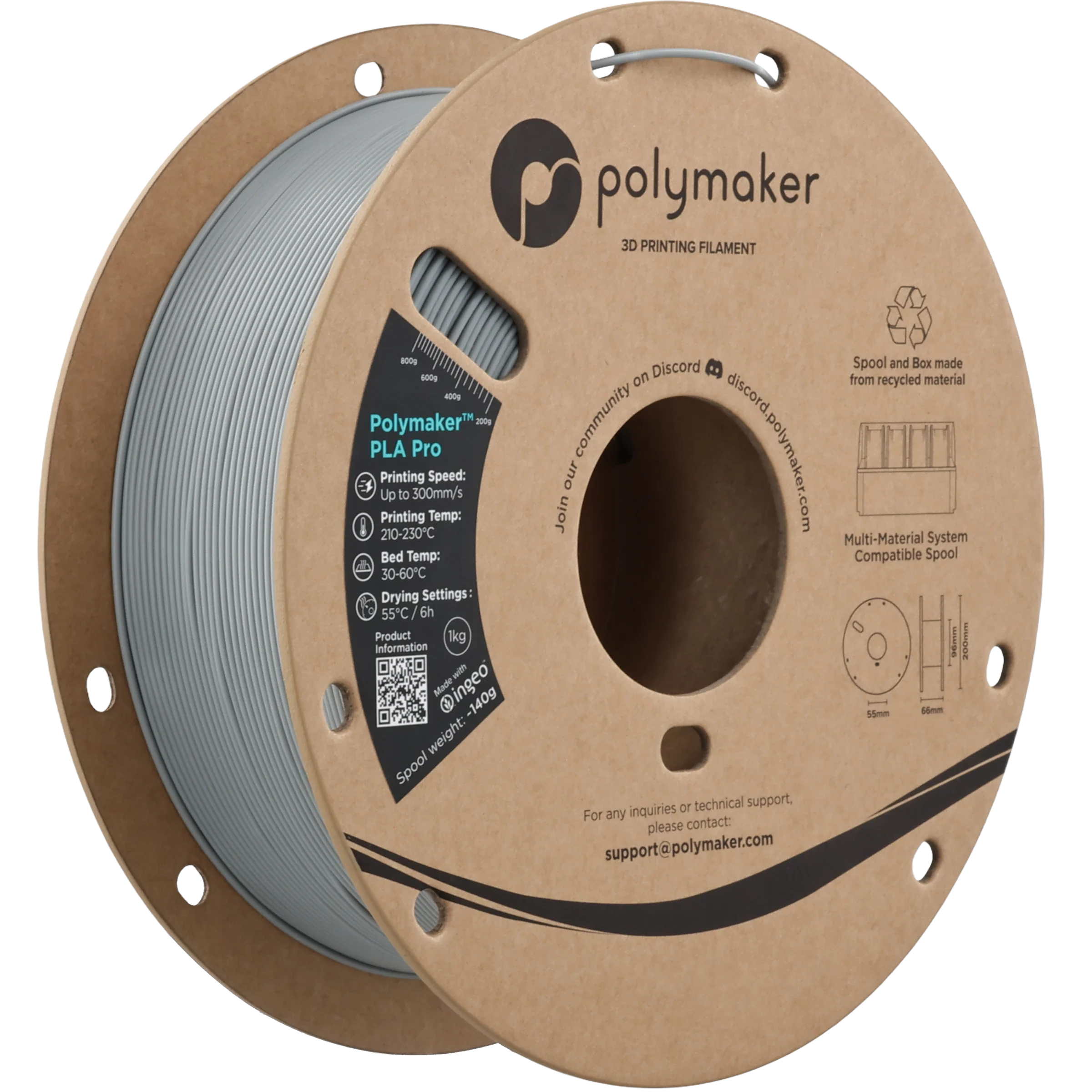 Polymaker™ - PLA Pro - Grey - 1.75mm - 1kg