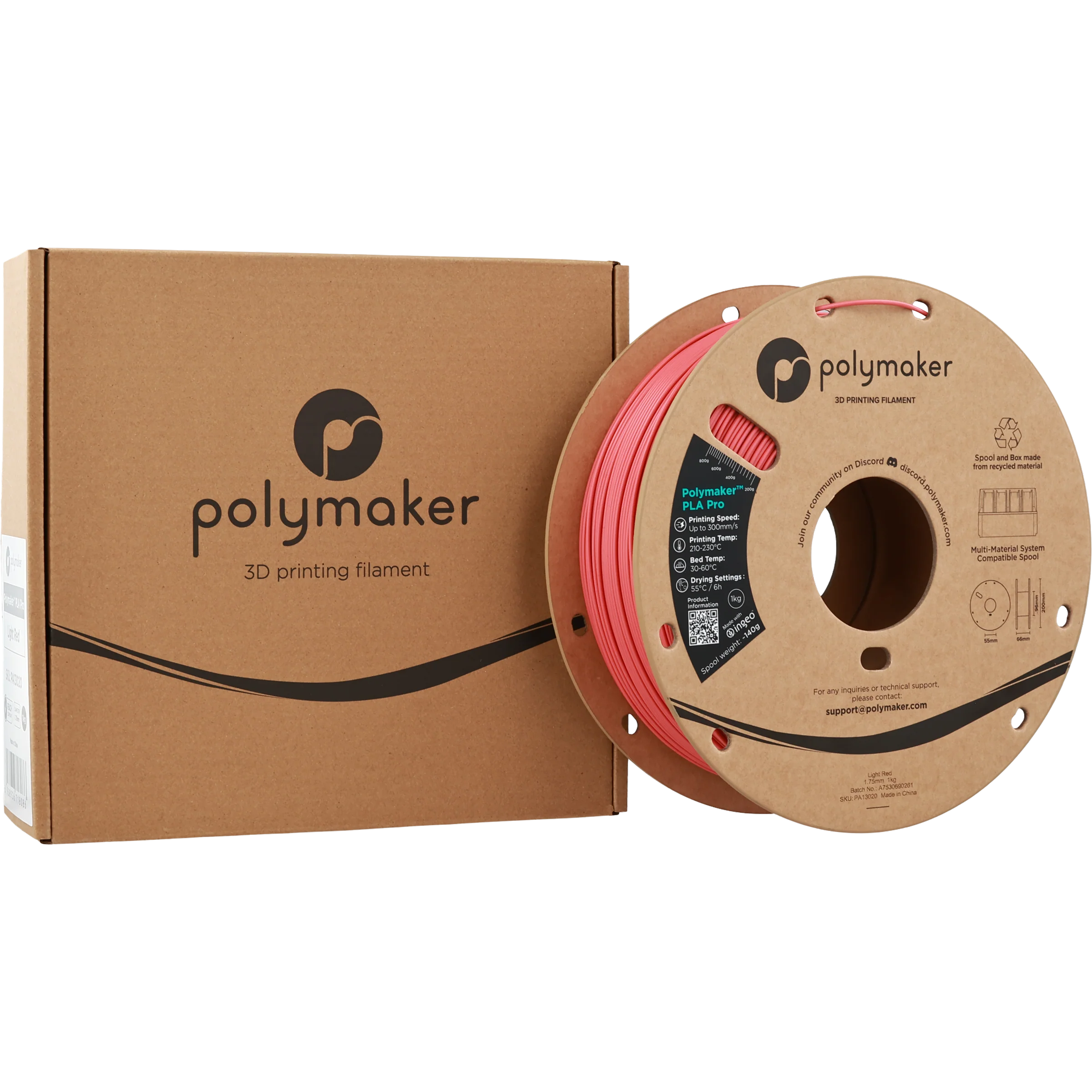 Polymaker™ - PLA Pro - Light Red - 1.75mm - 1kg - Image 3