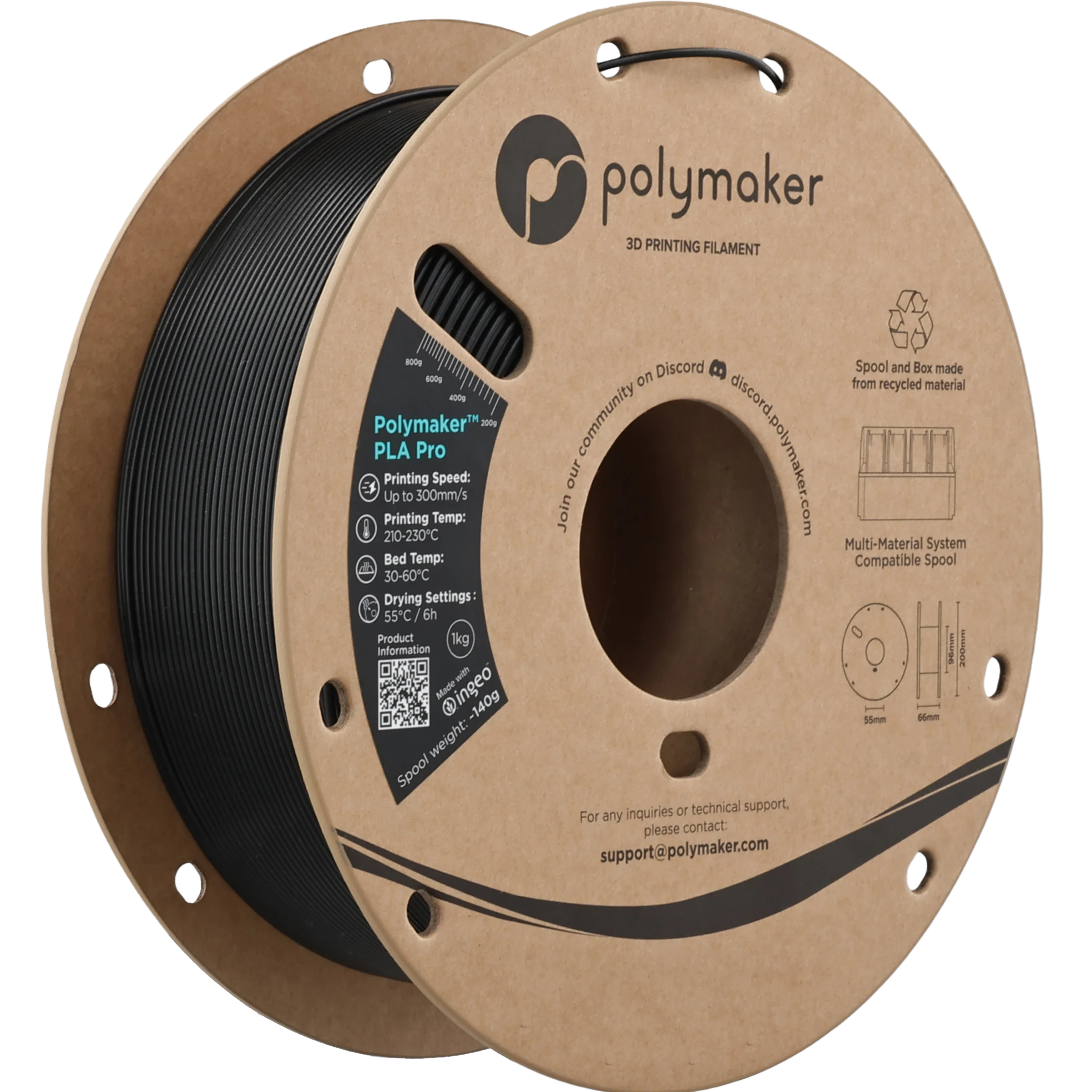Polymaker™ - PLA Pro - Metallic Black - 1.75mm - 1kg
