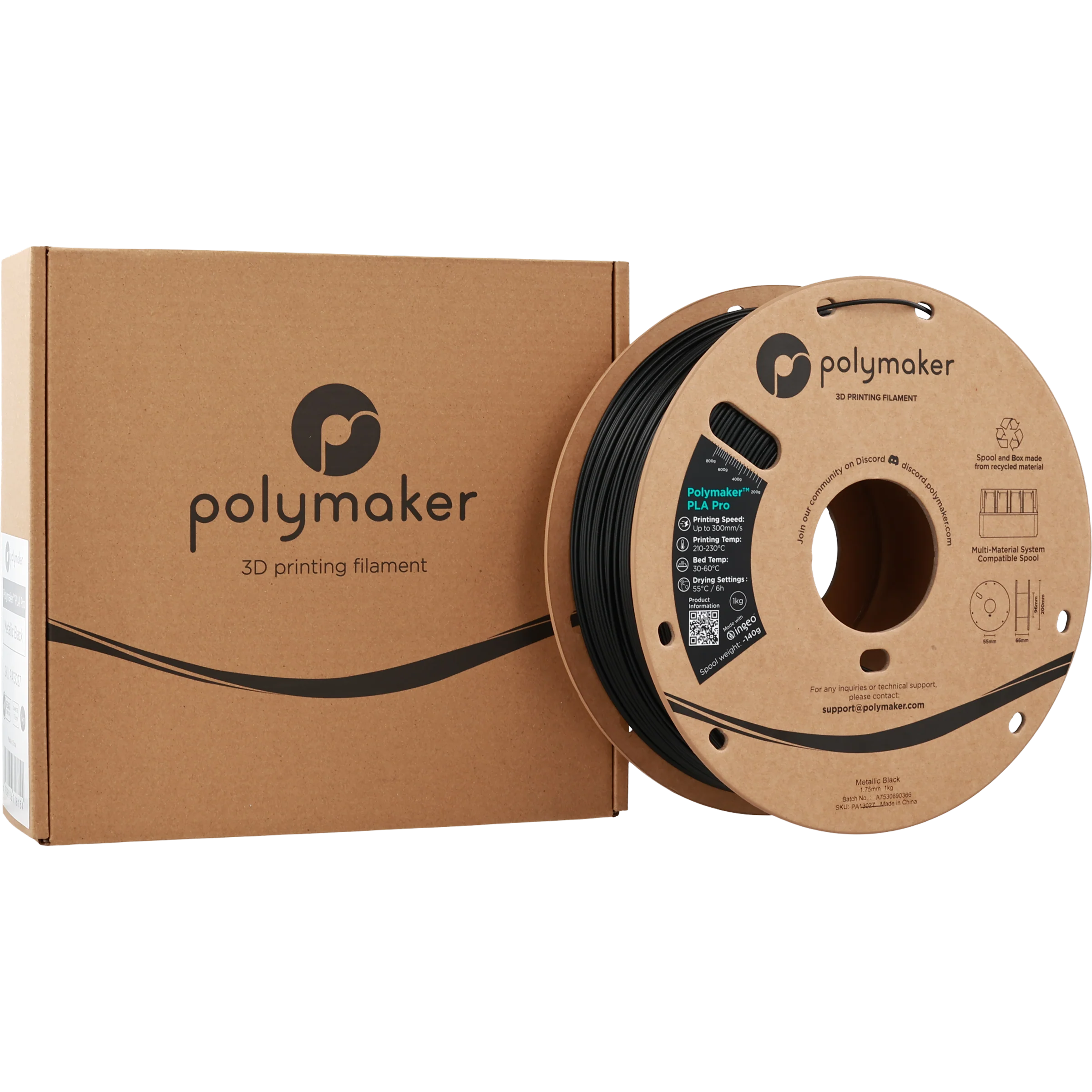 Polymaker™ - PLA Pro - Metallic Black - 1.75mm - 1kg - Image 3