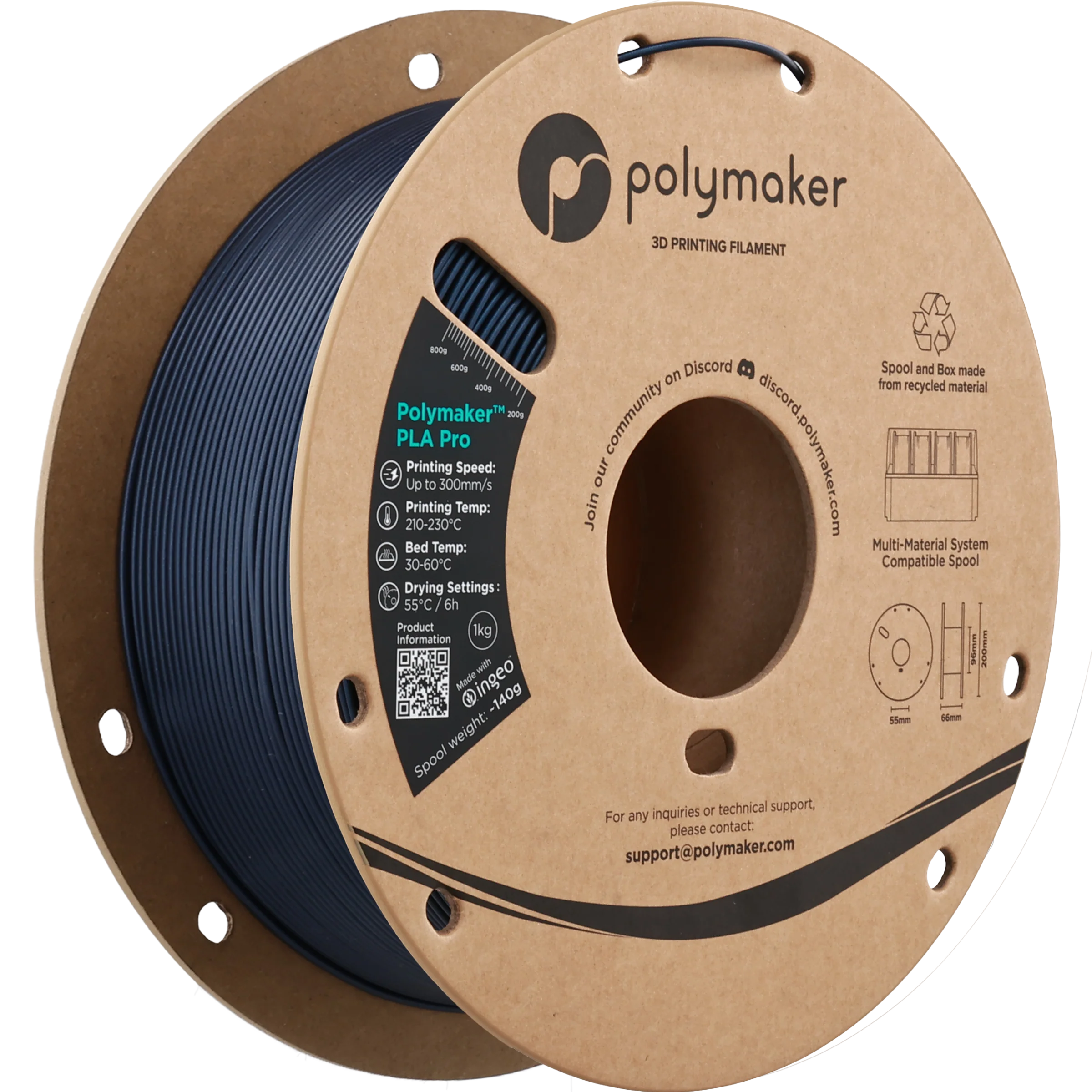 Polymaker™ - PLA Pro - Metallic Blue - 1.75mm - 1kg