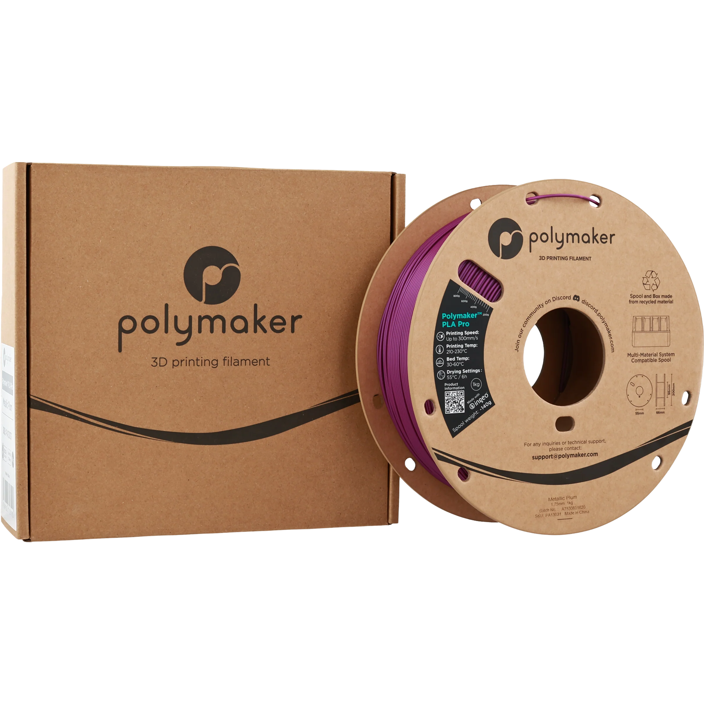 Polymaker™ - PLA Pro - Metallic Plum - 1.75mm - 1kg - Image 2