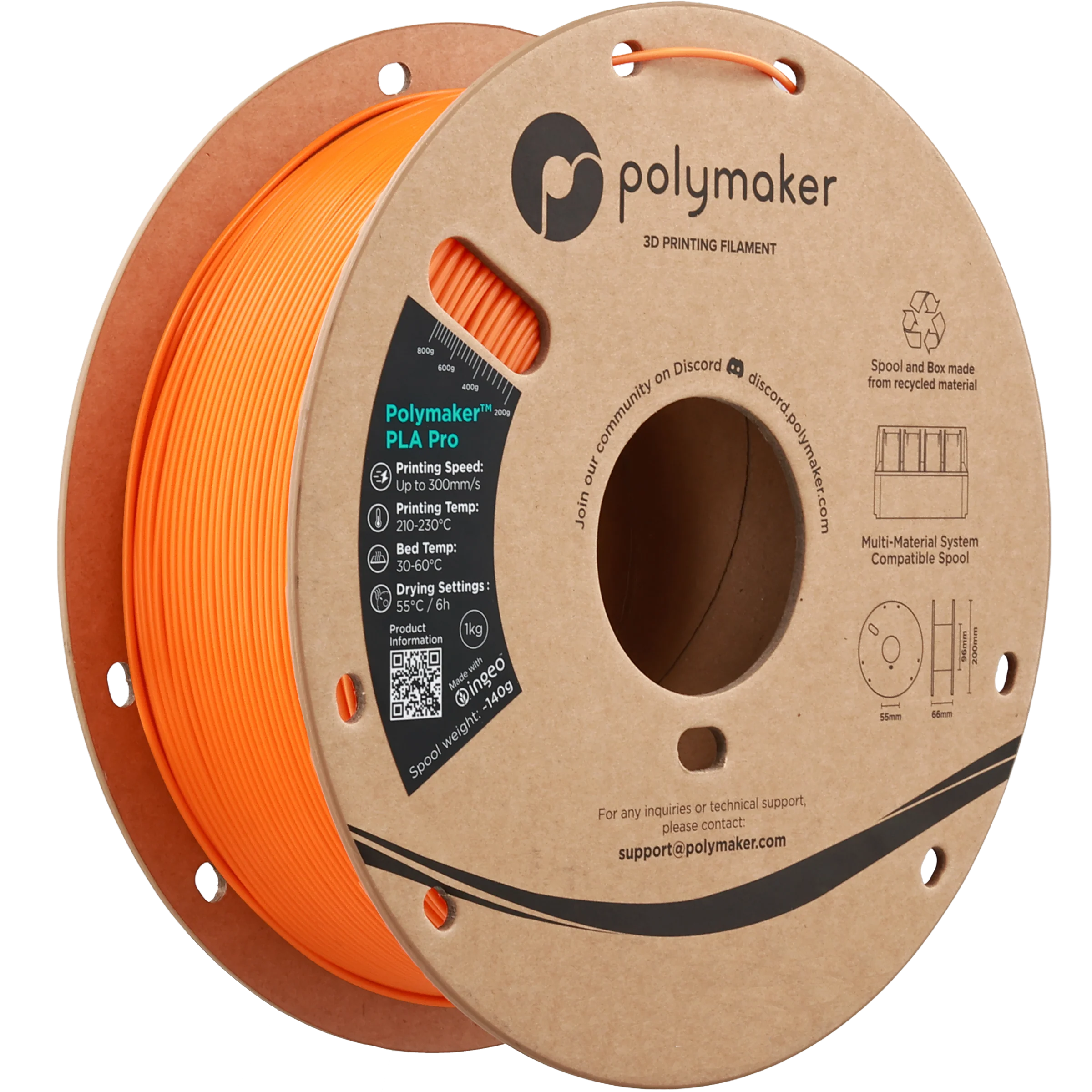 Polymaker™ - PLA Pro - Orange - 1.75mm - 1kg