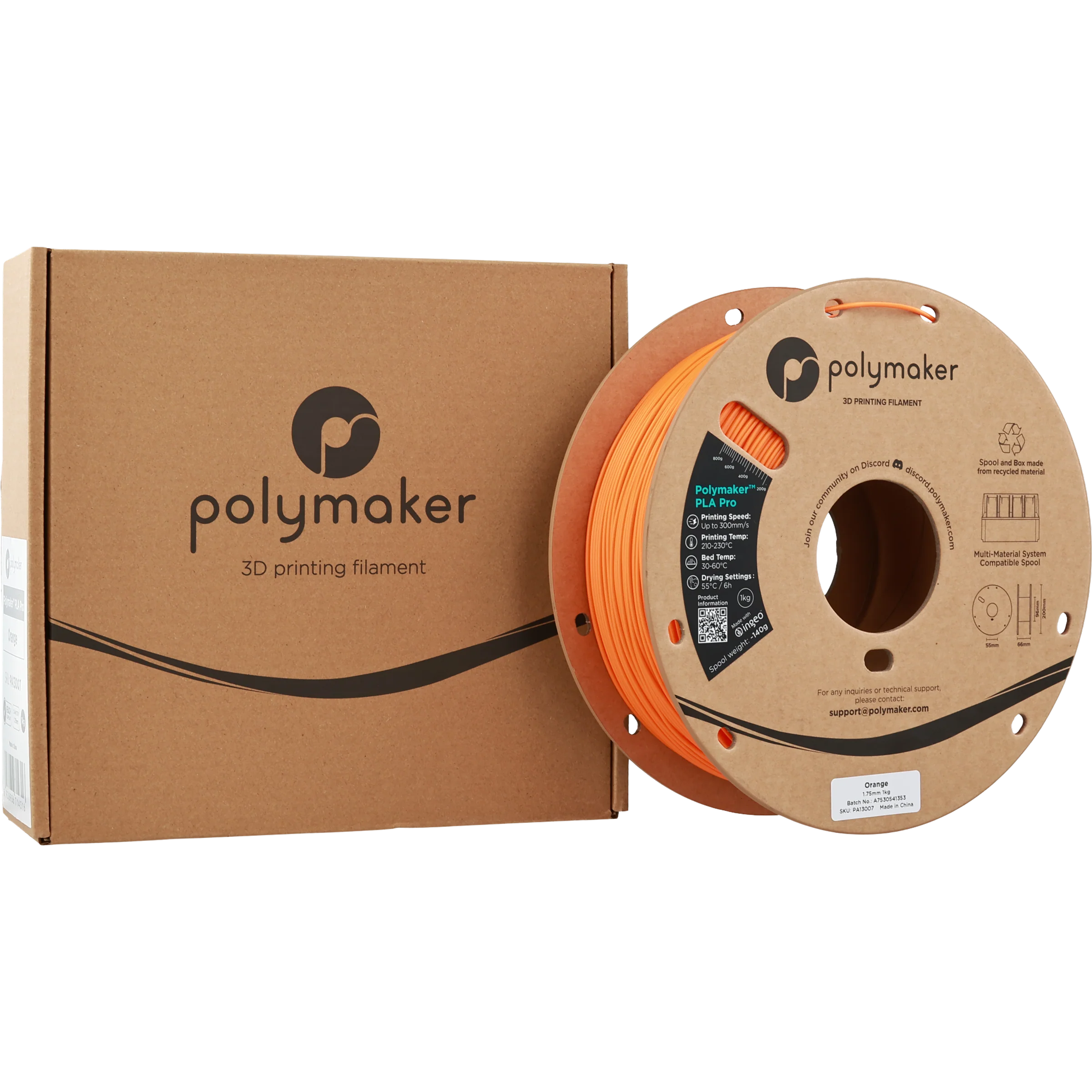 Polymaker™ - PLA Pro - Orange - 1.75mm - 1kg - Image 2
