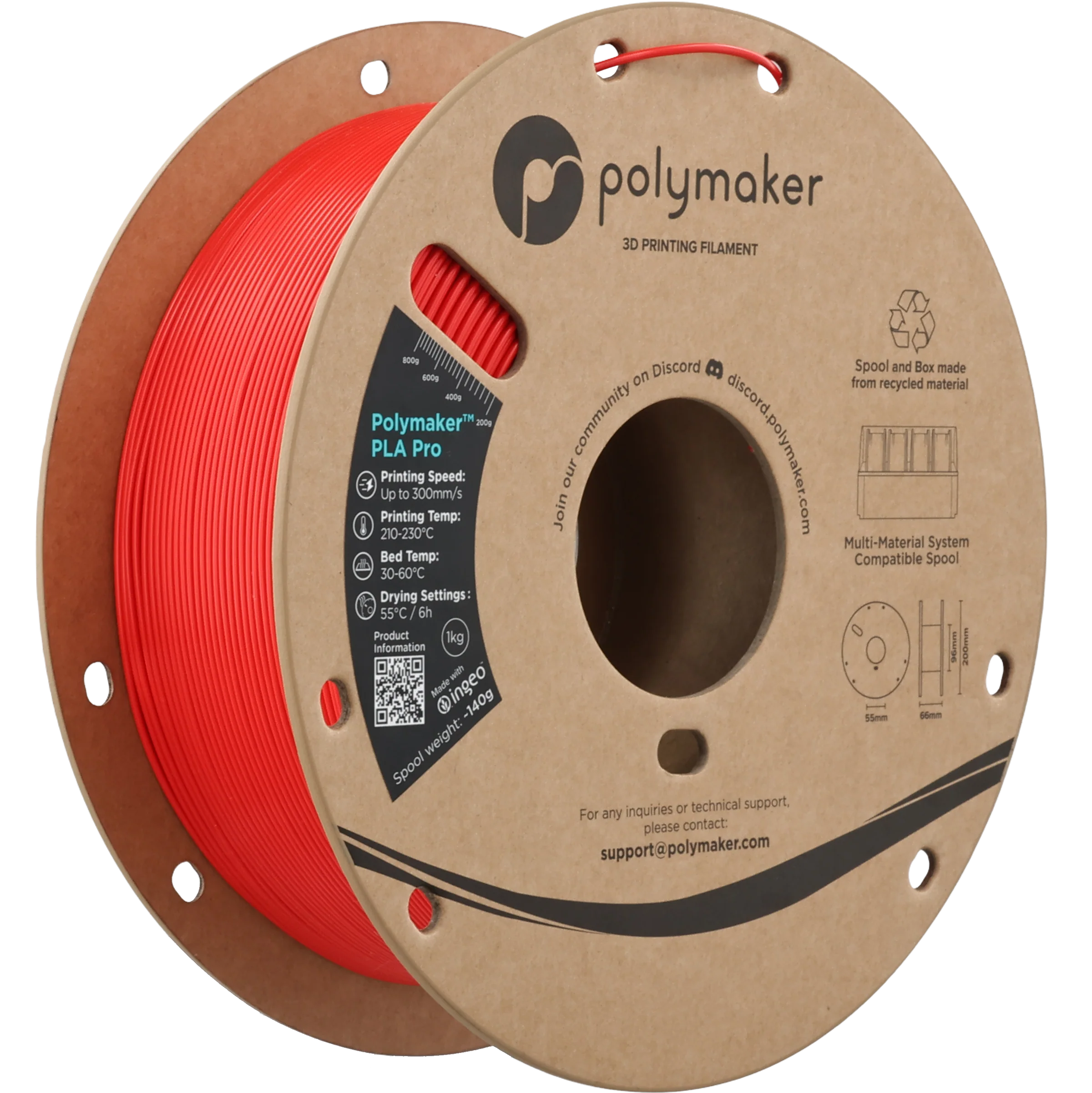 Polymaker™ - PLA Pro - Red - 1.75mm - 1kg