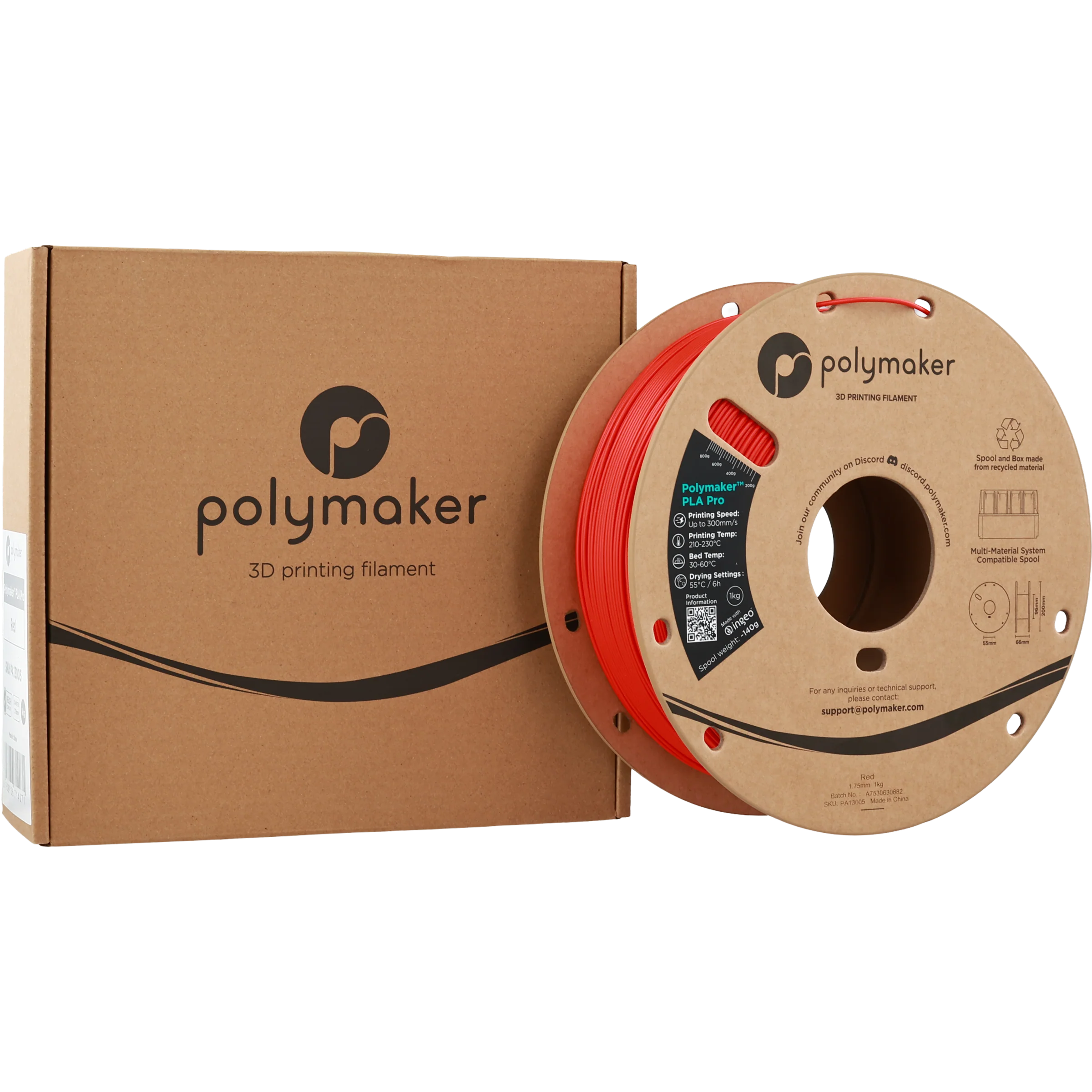 Polymaker™ - PLA Pro - Red - 1.75mm - 1kg - Image 2