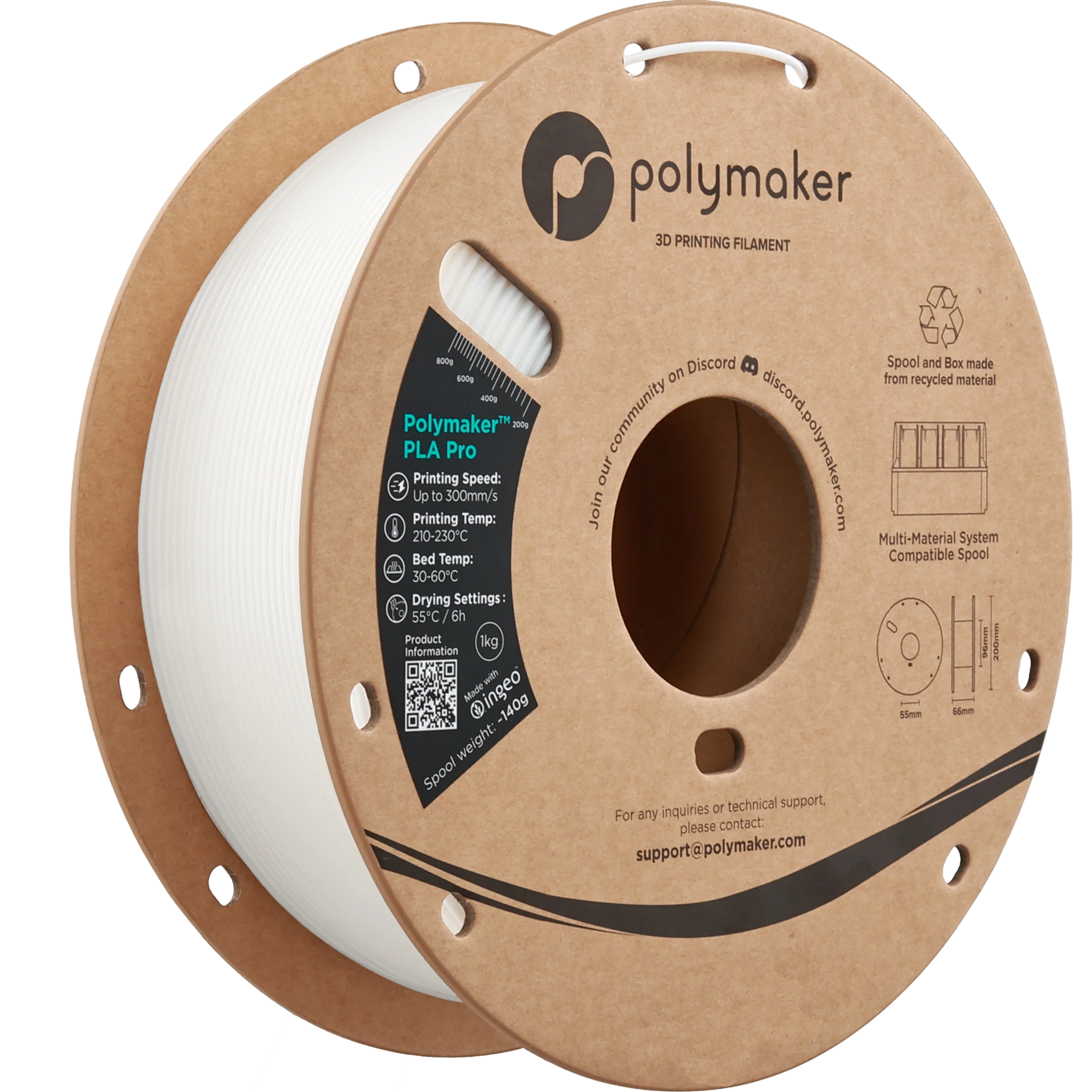 Polymaker™ - PLA Pro - White - 1.75mm - 1kg