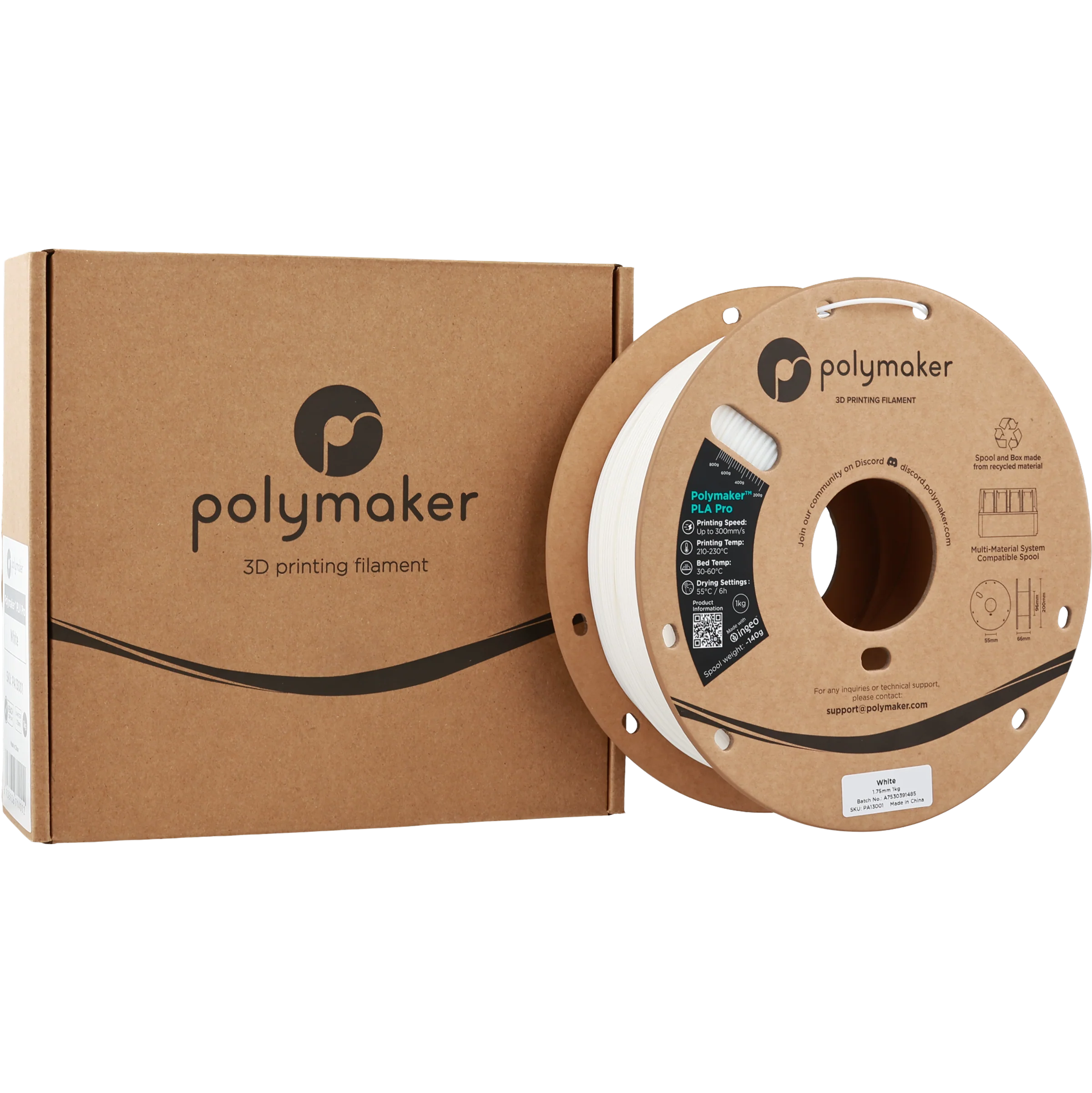 Polymaker™ - PLA Pro - White - 1.75mm - 1kg - Image 2