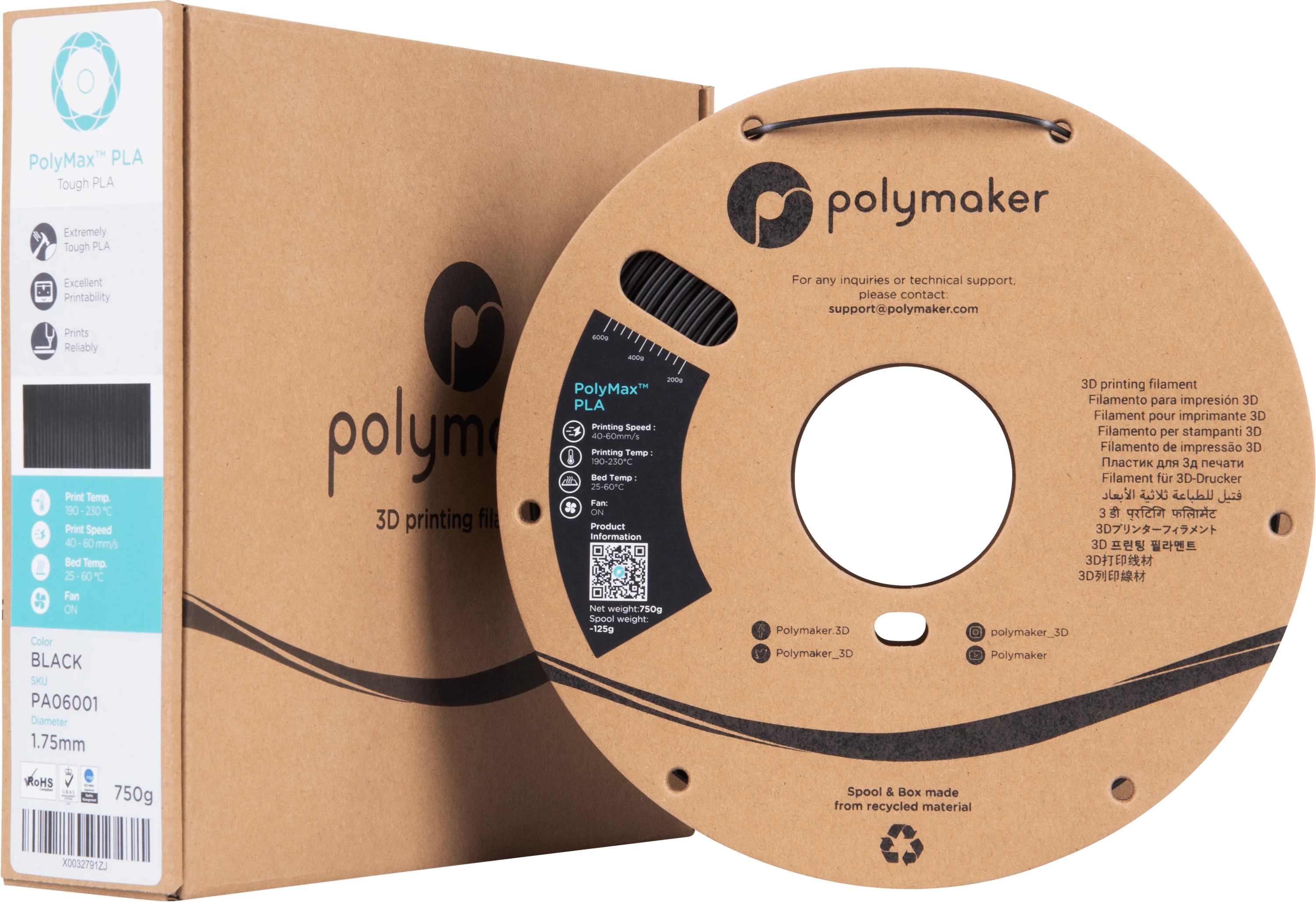 Polymaker PolyMax Tough PLA - True Black - 1.75mm - 750g - Image 3