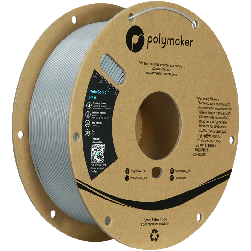 (UDGÅR) - Polymaker - Polysonic - High Speed PLA - Grey - 1.75mm - 1kg