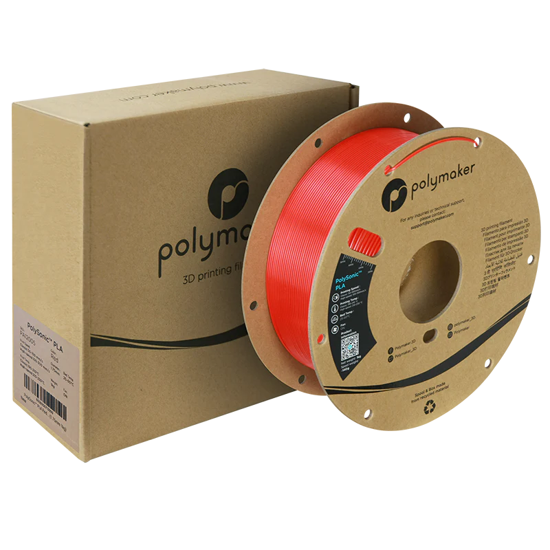 (UDGÅR) - Polymaker - Polysonic - High Speed PLA - Red - 1.75mm - 1kg - Image 3
